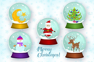 Christmas Snow Globes Vector Set