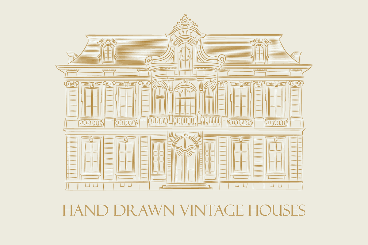 Hand drawn Vintage Houses, a Decorative Illustration by dariikos (Photo 1 of 13)