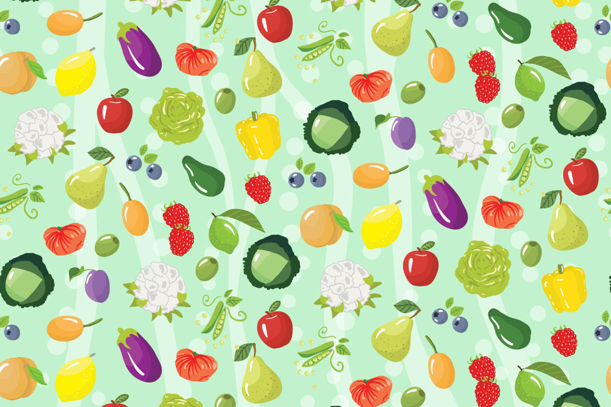 Fruits, vegetables and berries, a Pattern Graphic by merion_merion (Photo 3 of 4)