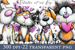 Watercolor Valentine cat and Dog, an Illustration by Designworld