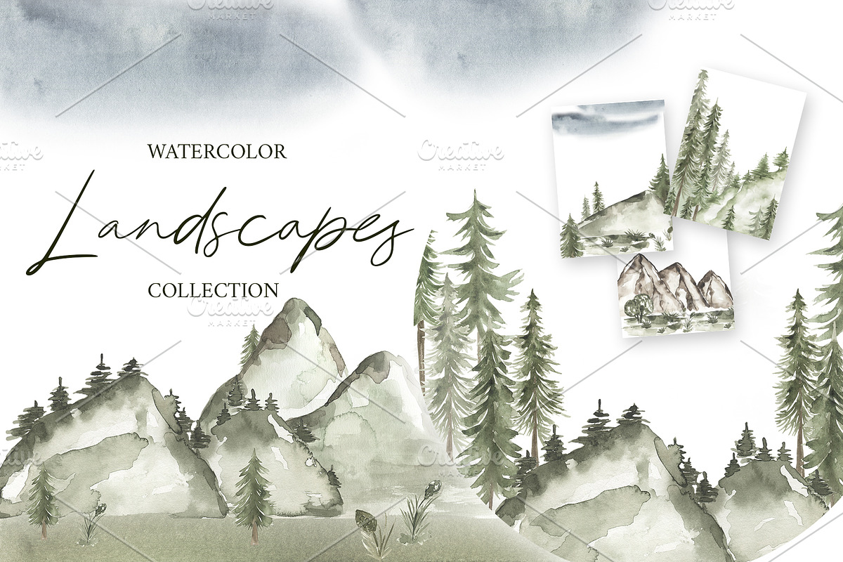 Watercolor Landscapes collection, a Texture Illustration by MayaNavits (Photo 1 of 9)