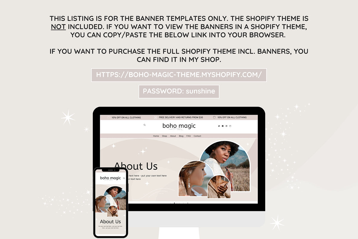 Neutral Boho Shop Banner Templates, a Shopify Template by SunshineStudioBoutique (Photo 4 of 9)
