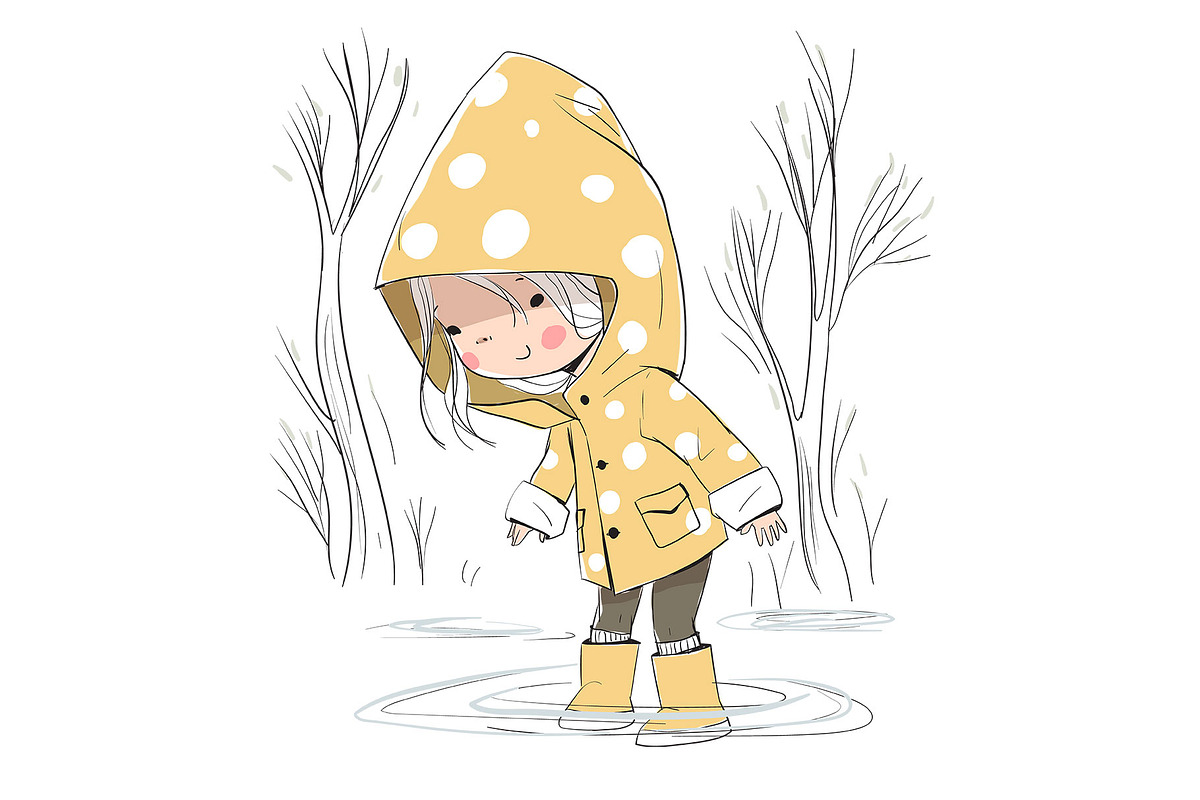 Character a cute girl in the rain, an Illustration by Natalia Skripko (Photo 1 of 2)