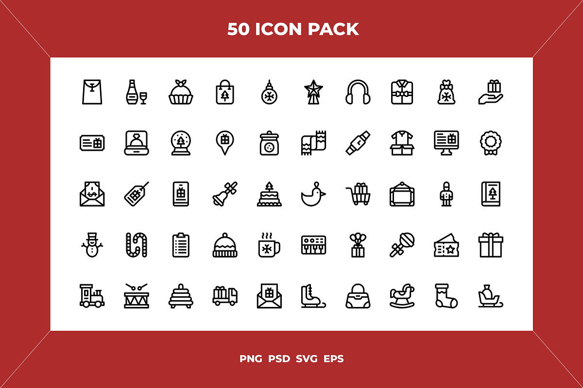 Christmas gifts icons, an Outline Icon by Wencory (Photo 1 of 2)