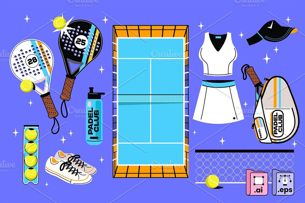Set of Padel Racket Illustrations, a Sport Illustration by MISS CHATZ