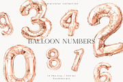 Rose Gold Balloon Numbers, a Decorative Illustration by PeDe Designs (Thumbnail 1 of 7)