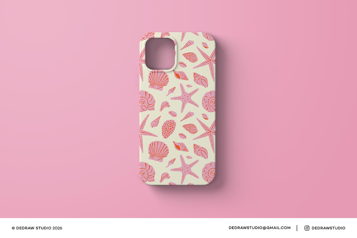 Hand Drawn Pink Seashell Pattern, a Pattern Graphic by Dedraw Studio (Photo 3 of 3)