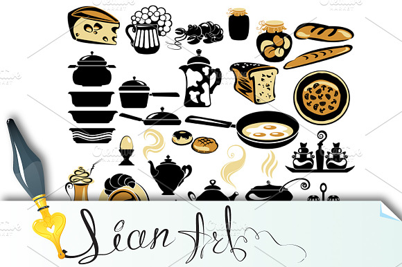 Set of different food - bread, pie, preview 3