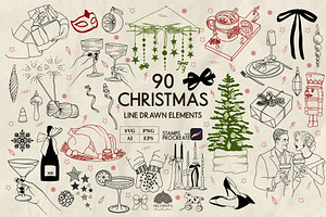 Christmas line art + Procreate, an Illustration by Skliarova