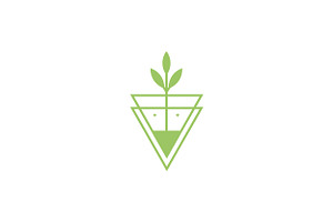 Triangle Vase With Growth Plant Logo