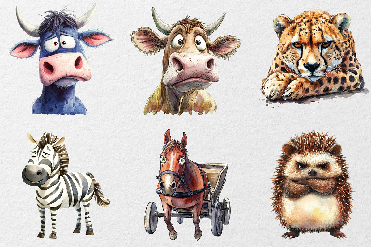 Funny Grumpy Animals Collection, an Animal Illustration by DreamCafeArt (Photo 4 of 7)
