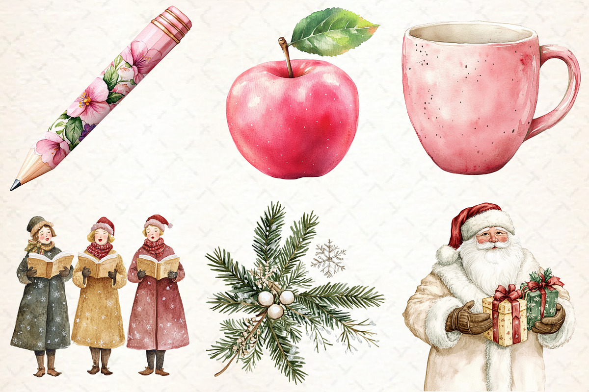 Watercolor Christmas Cozy Clipart, an Illustration by Libby Wishes (Photo 4 of 7)
