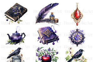 Watercolor Goth Clipart Pack