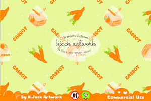 Cute carrot juice seamless pattern, a Background Graphic by K.JackArtwork