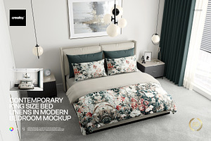 Contemporary King Bedding Mockup Set, a Mockup by creatsy5