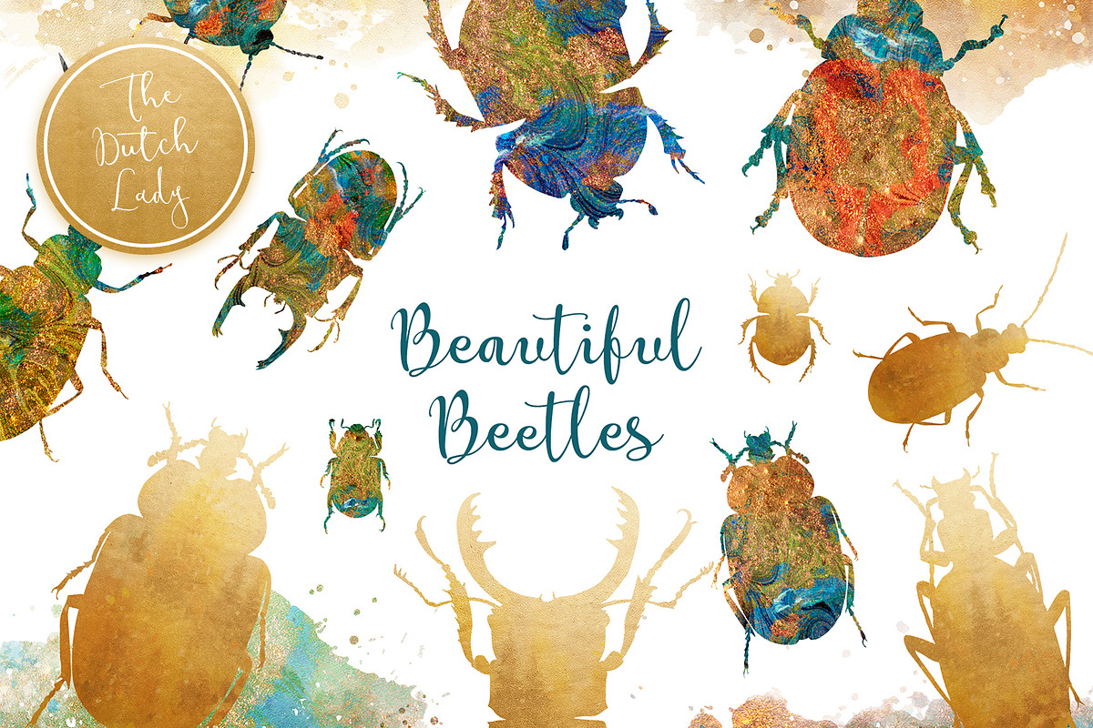 Scarabs & Beetles Clipart Set, an Animal Illustration by The Dutch Lady Designs (Photo 1 of 5)