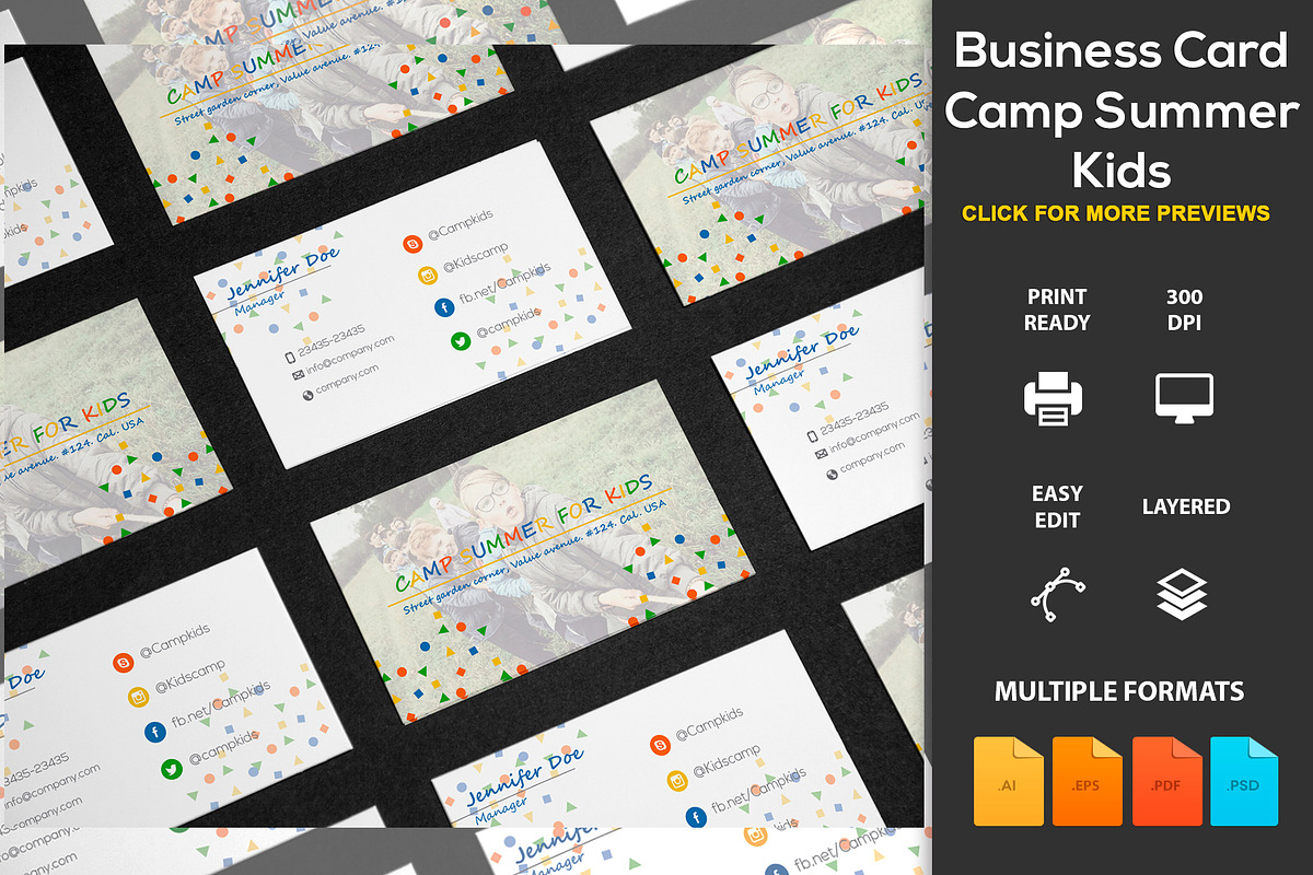 Business Card Camp Summer Kids, a Business Card Template by DesignsStore (Photo 1 of 3)