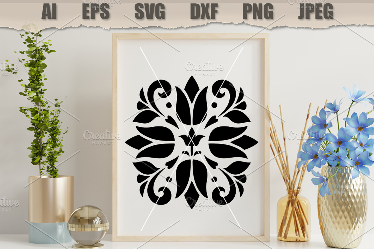 Stencil Floral Mandala Vector Design, a Decorative Illustration by MARYCRAFTIRIA (Photo 3 of 3)