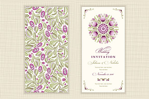 Set Of Invitation And Patterns