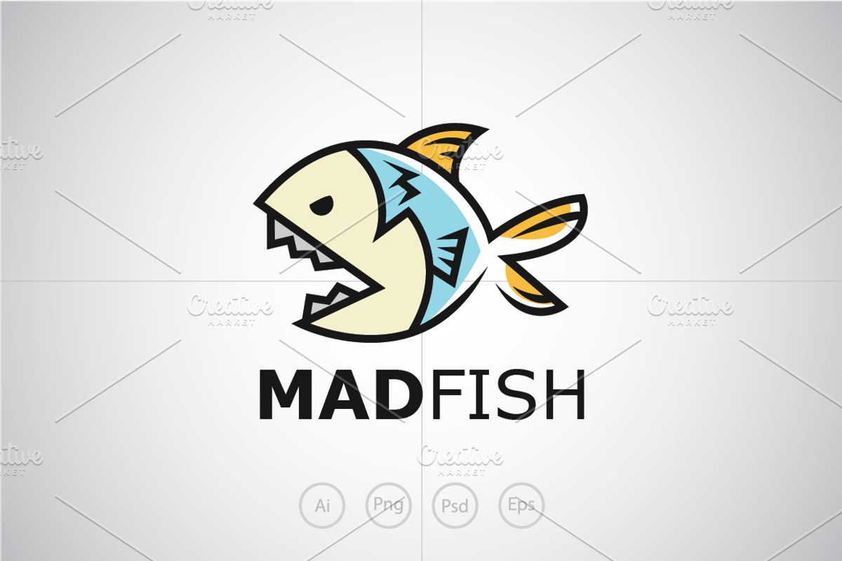 Mad Fish Logo Template, a Branding & Logo Template by Heavtryq Design