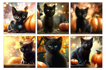 Black Cats and Pumpkins Autumn