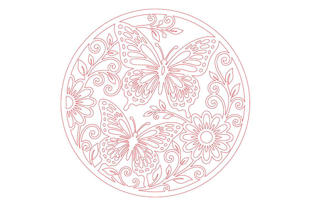 Butterfly Floral Circle Laser SVG, an Object Graphic by DreamCafeArt (Photo 3 of 3)