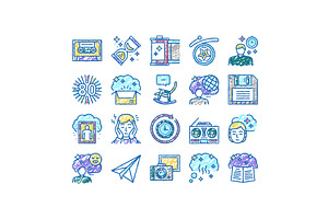 Nostalgia And Memory set Icons hand, an Object Illustration by pikepicture