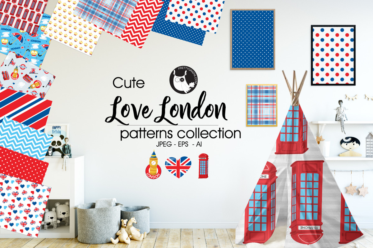 LOVE LONDON Pattern collection, a Pattern Graphic by PrettyPatterns