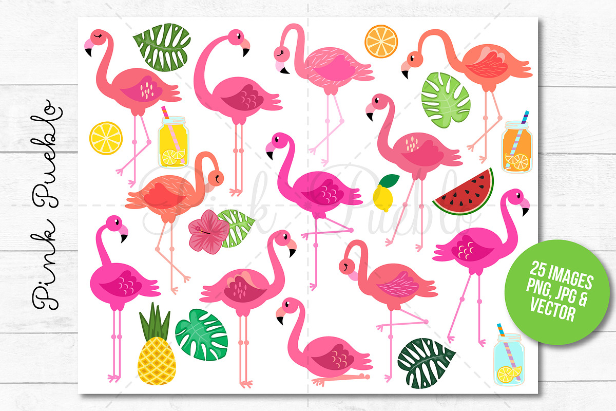 Flamingo Clipart and Vectors, an Animal Illustration by PinkPueblo (Photo 2 of 2)