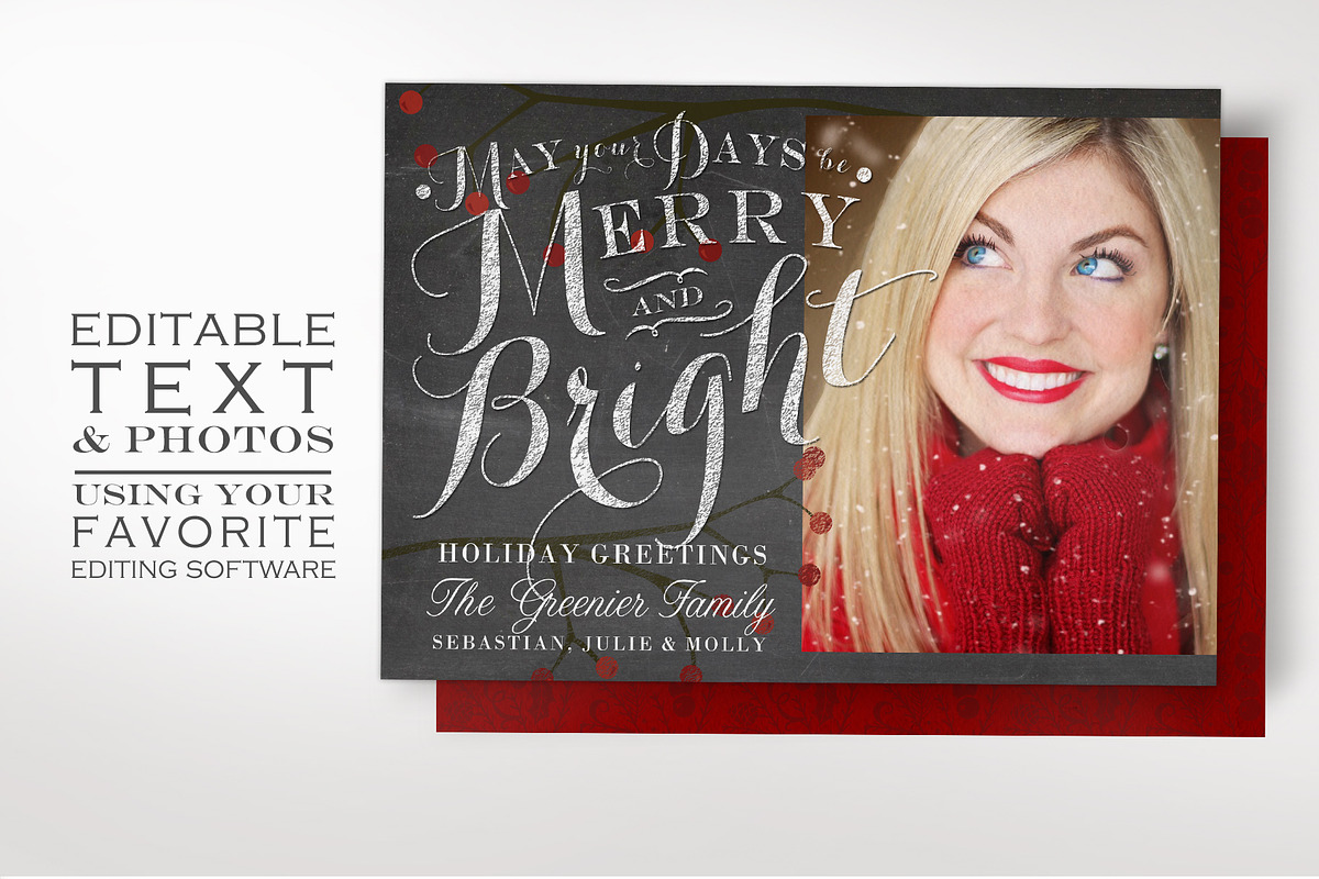 Chalkboard Christmas Photograph Card, a Card Template by The Geekery Store (Photo 1 of 4)