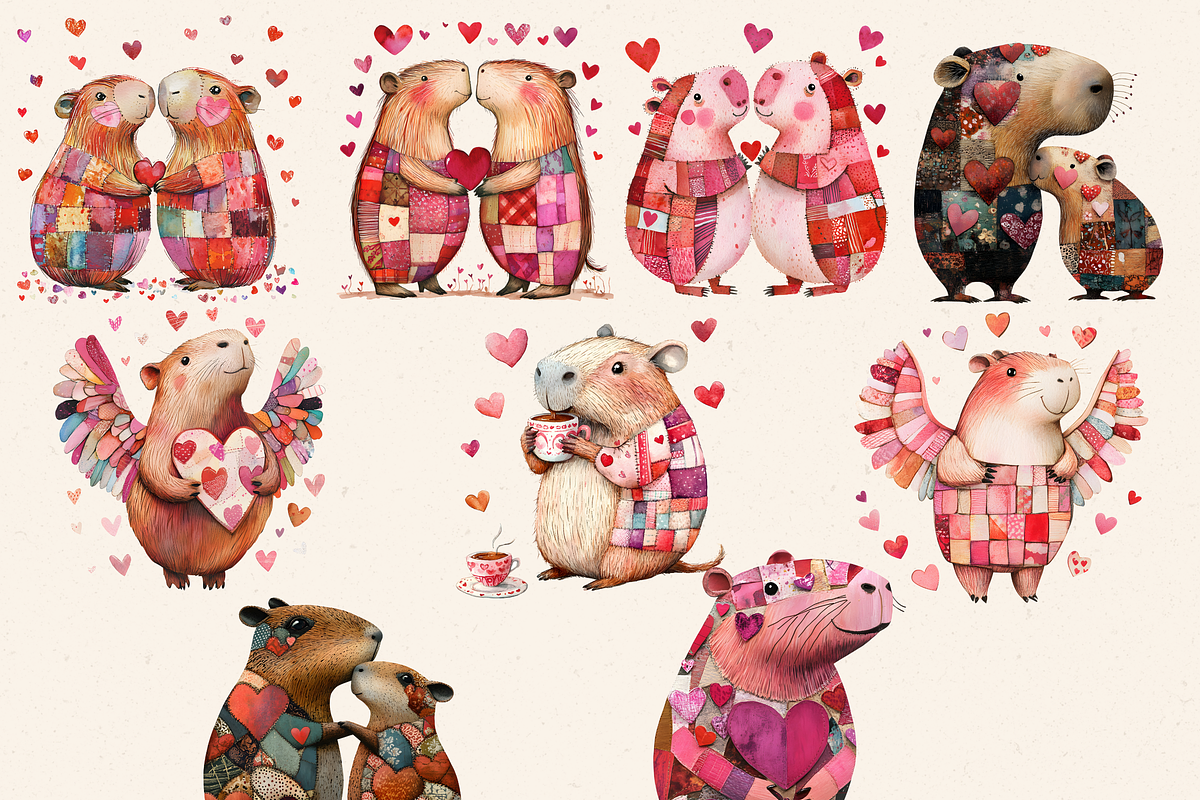 LOVELY VALENTINE CAPYBARA CLIPART, an Animal Illustration by Daring Digies (Photo 5 of 7)