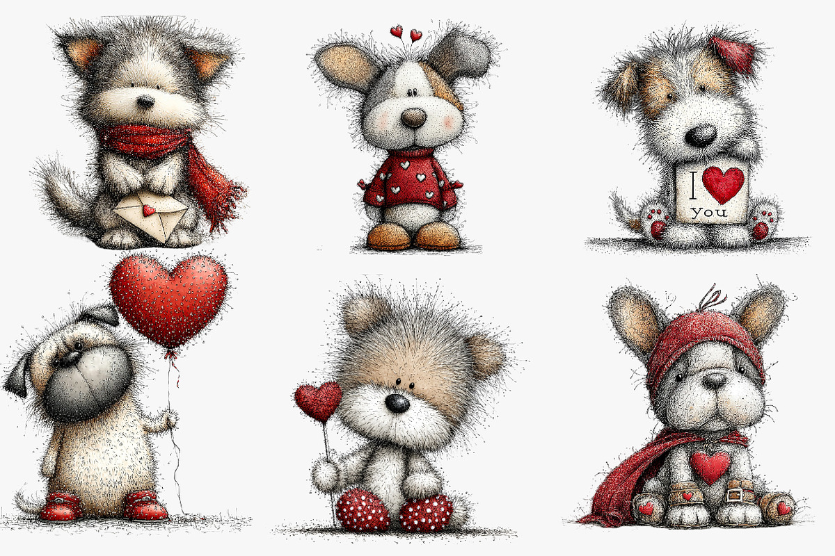 valentine dog clipart bundle, an Illustration by CreationArt (Photo 4 of 5)