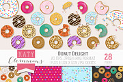Donut Delight clip art illustrations, a Food Illustration by Katy Clemmans (Thumbnail 1 of 5)
