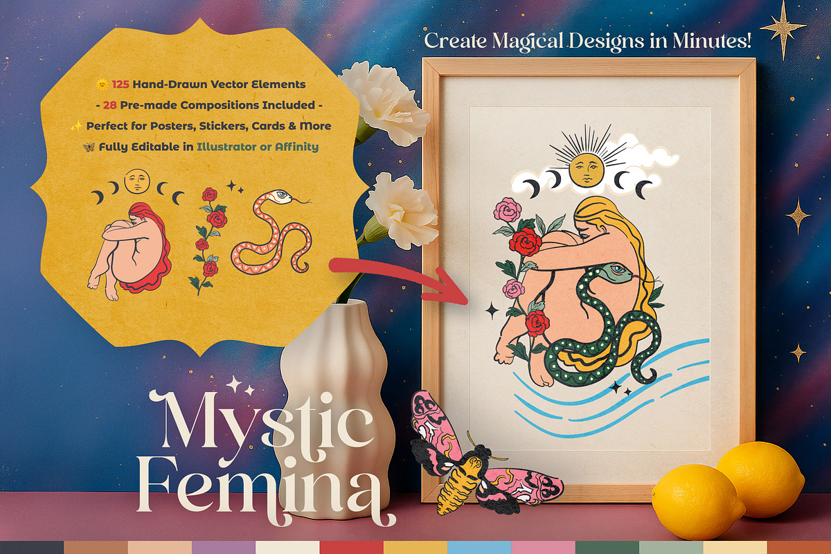 Mystic Femina Clipart Collection, a Decorative Illustration by Anna Babich (Photo 2 of 9)