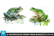 Watercolor Green Frog Clipart Bundle, an Object Graphic by Regulrcrative (Thumbnail 2 of 7)