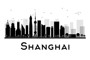 Shanghai City Skyline Silhouette