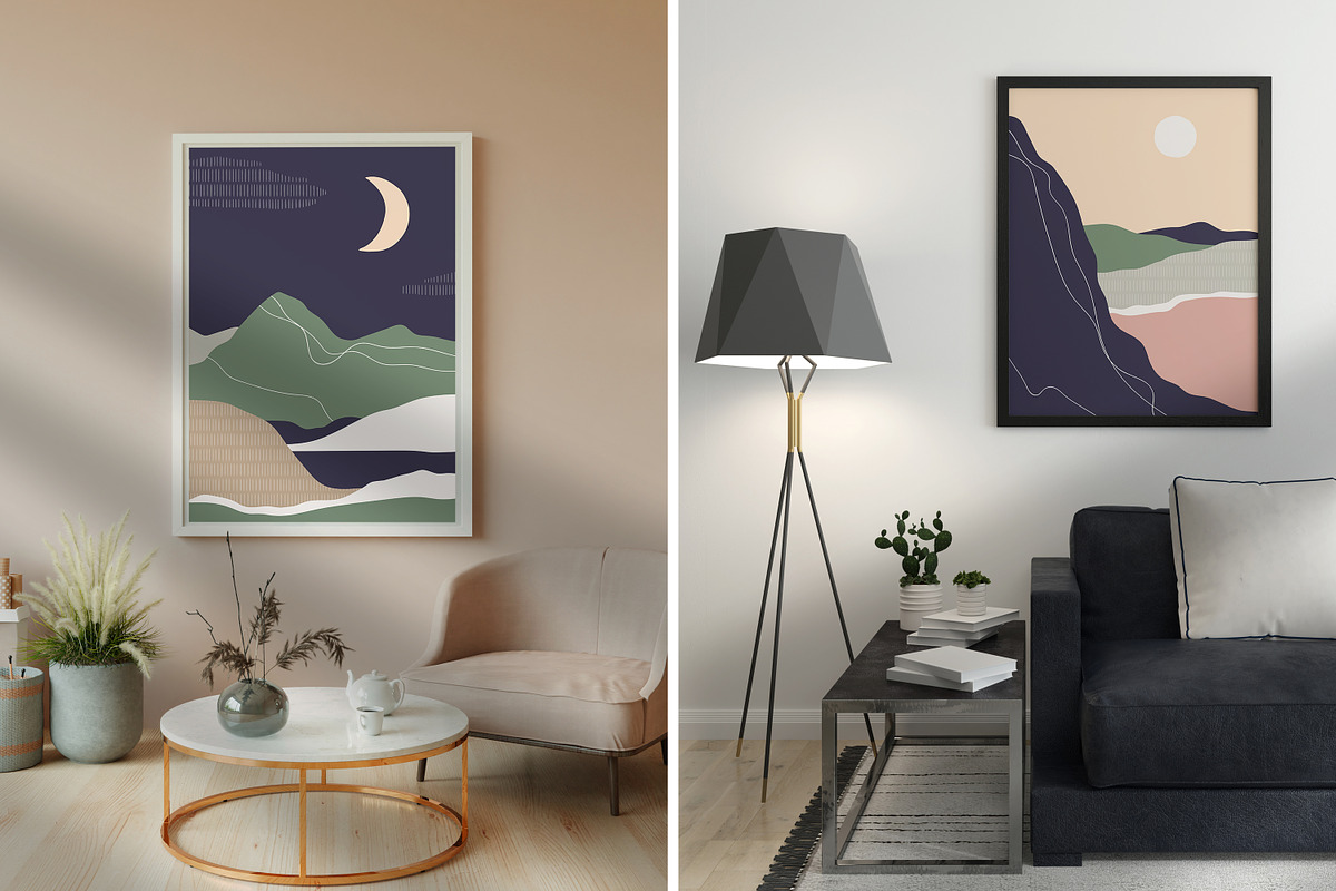 Abstract nature landscapes cards set, a Decorative Illustration by Good Studio (Photo 23 of 34)