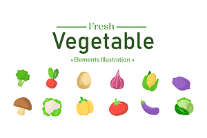 Fresh Vegetable Element Set, a Food Illustration by Artnivora.Std