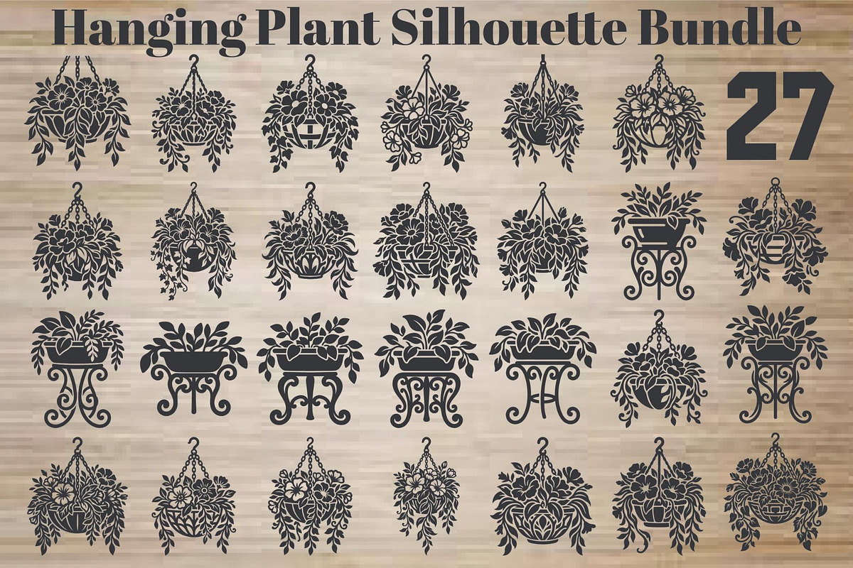 Hanging Plant Silhouette Bundle, an Object Graphic by hafijul (Photo 1 of 4)