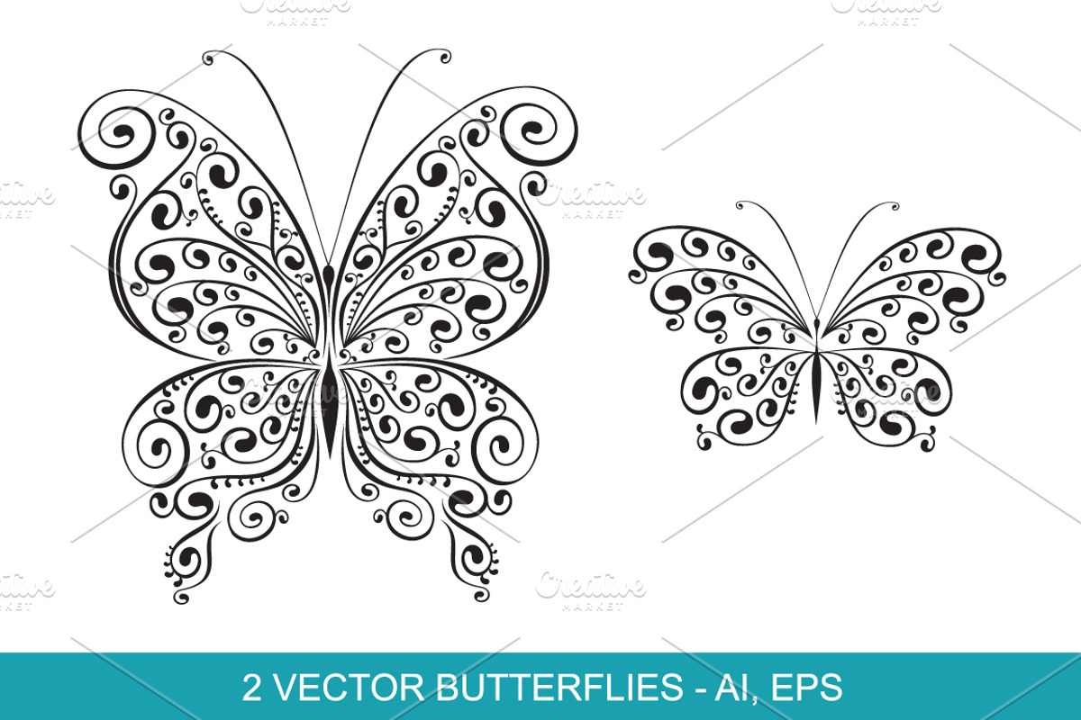 Scrollwork Butterfly Vector Clipart, a Graphic by Galina Ivanova (Photo 2 of 6)