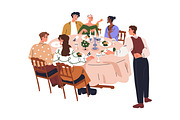 Friends gathering at dinner table, a Person Illustration by Good Studio (Thumbnail 11 of 14)