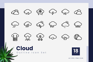 Cloud Outline Icons, an Outline Icon by Zeer Graphic