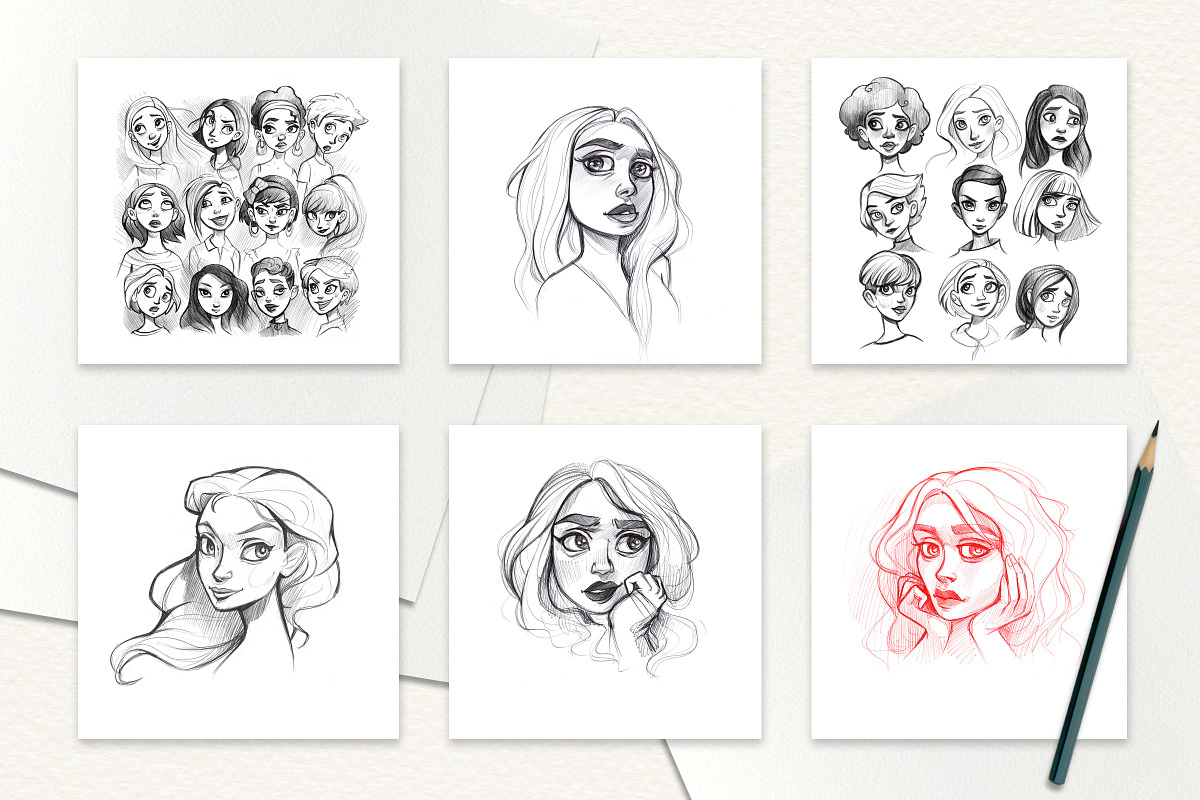 Collection of hand drawn sketches, an Illustration by NadyaKo (Photo 4 of 6)