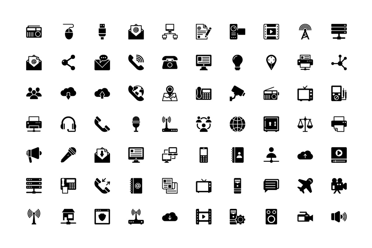 300 Network and Communications Icons, a Solid Icon by Creative Stall (Photo 2 of 5)