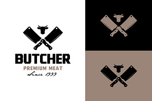 Knife With Cow Head Butcher Logo, a Branding & Logo Template by funpixel
