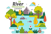 10 River Landscape Illustration, an Object Illustration by denayunebgt (Thumbnail 1 of 4)