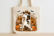 Halloween Cowboy Ghost Black Cat, a Seasonal Illustration by CraftArtStudio (Thumbnail 2 of 4)