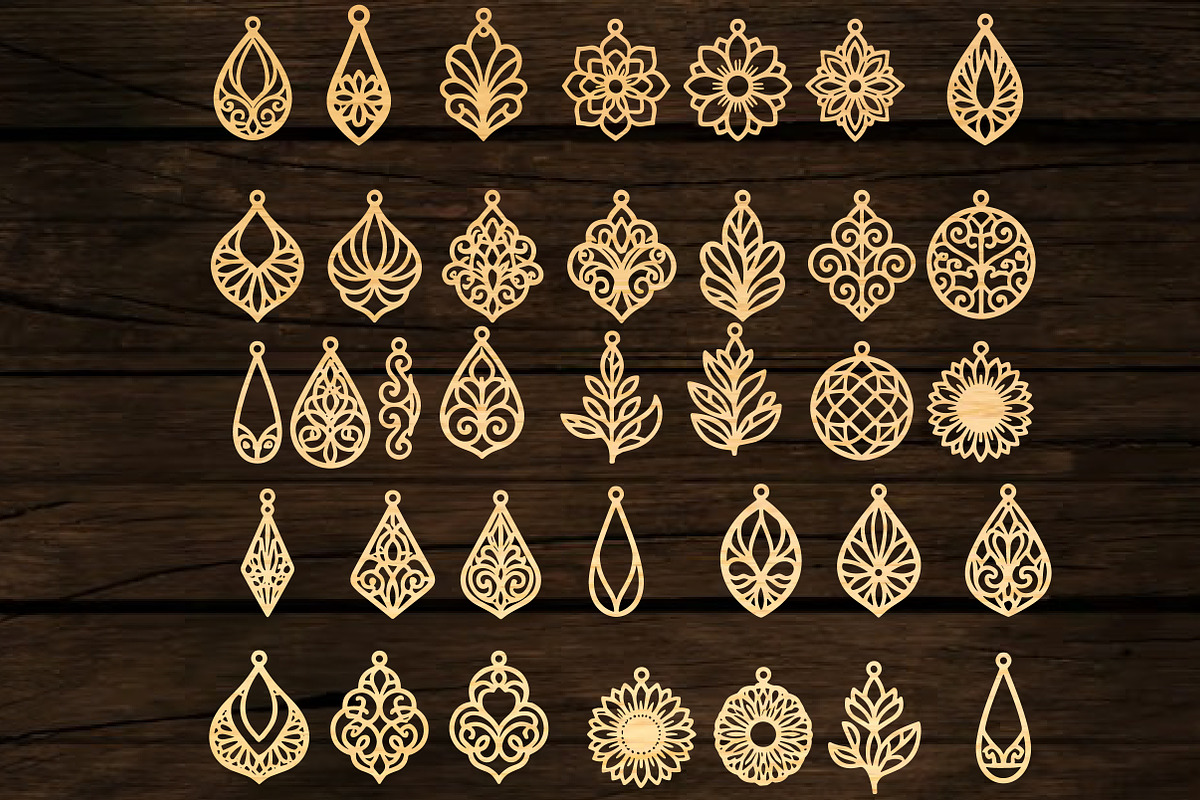 Elegant Earring SVG Laser Cut Bundle, an Object Graphic by DreamCafeArt (Photo 2 of 4)