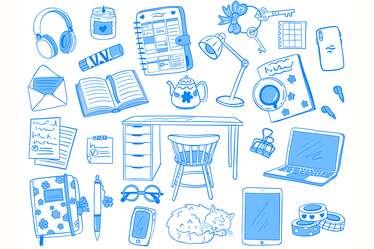 Cozy workspace Lineart, a Work Illustration by Carpet Tapete Pretzel (Photo 2 of 3)
