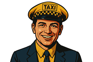 Taxi Driver in Uniform and Hatvector, a Person Illustration by AlexArt
